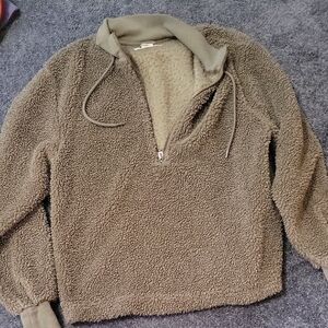 C&C California Olive Green Sherpa Half-Zip Pullover